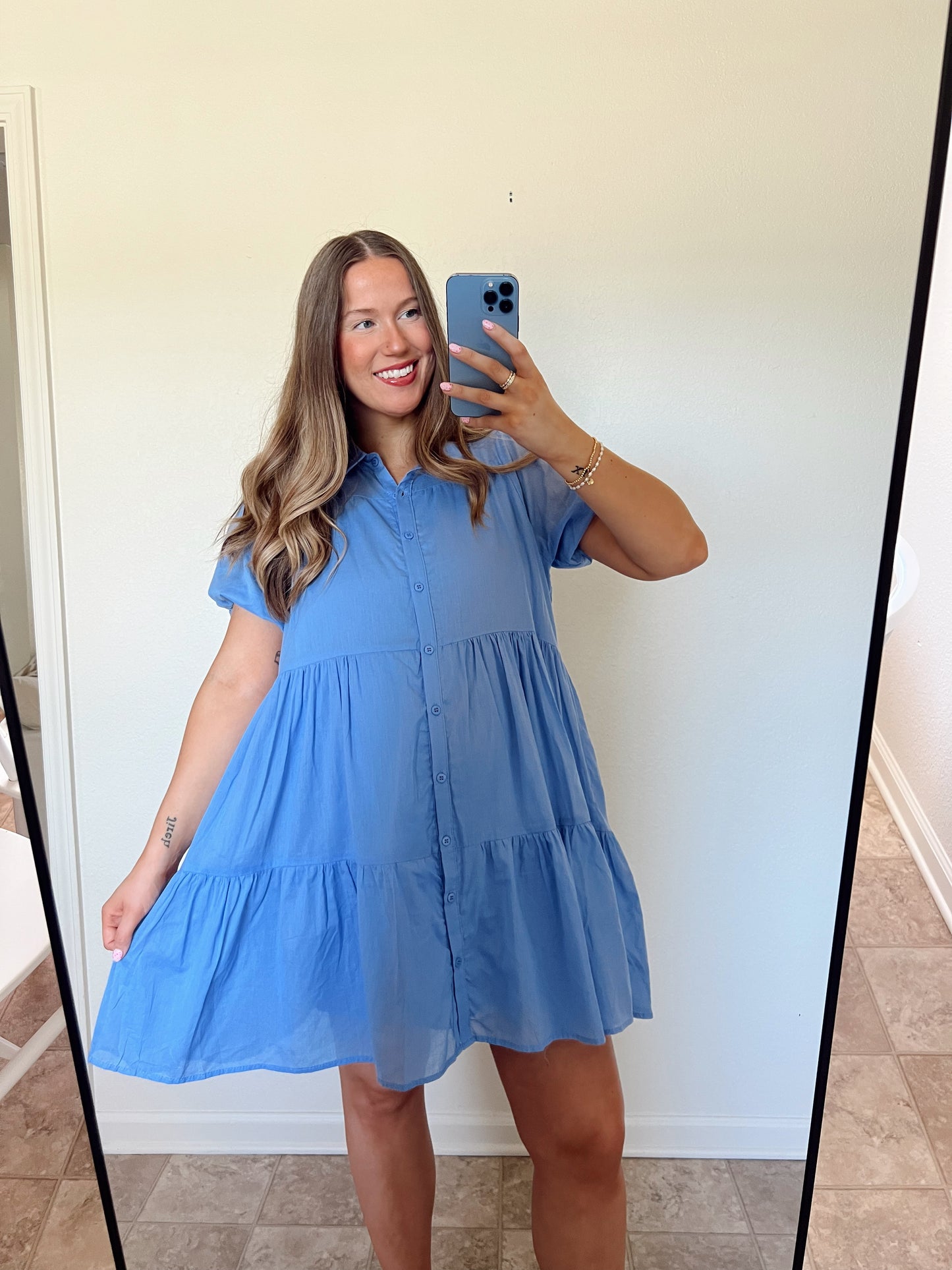 LeAnn Tiered Dress - Blue