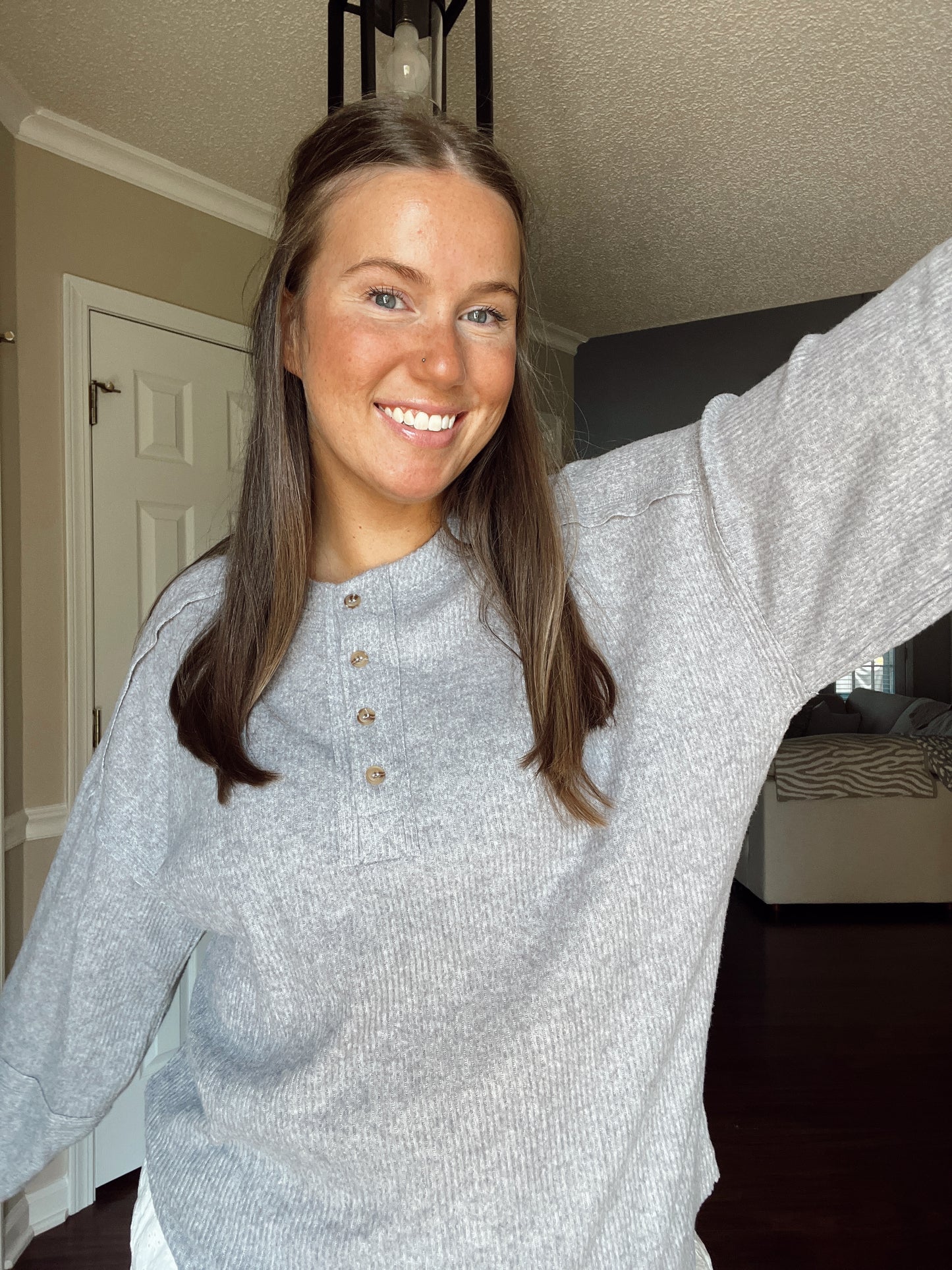 Aria Henley Top - Grey