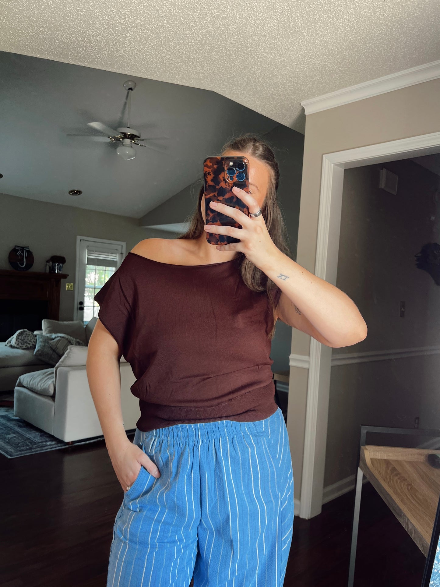 Espresso One Shoulder Top