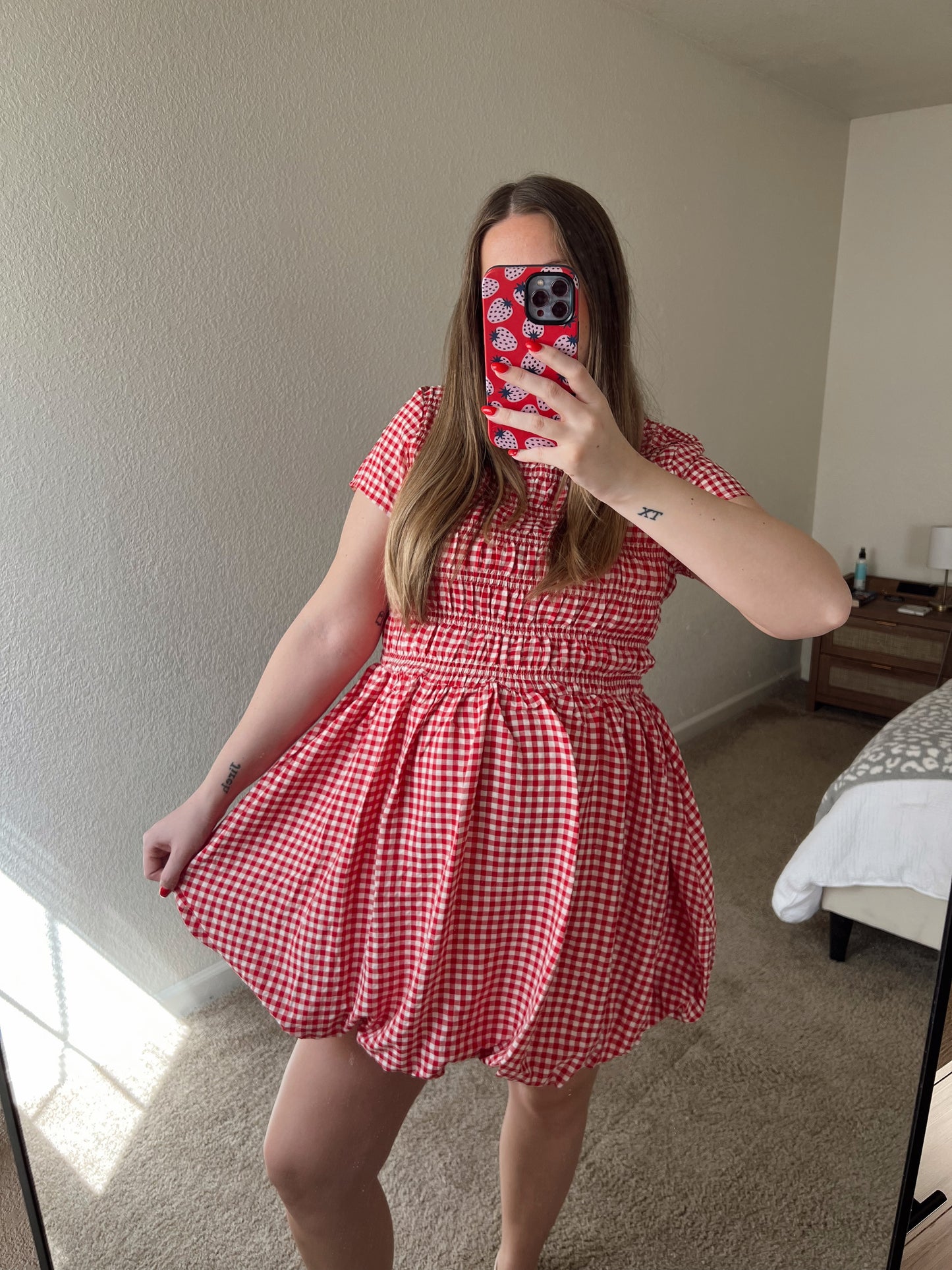 Ruby Red Gingham Dress