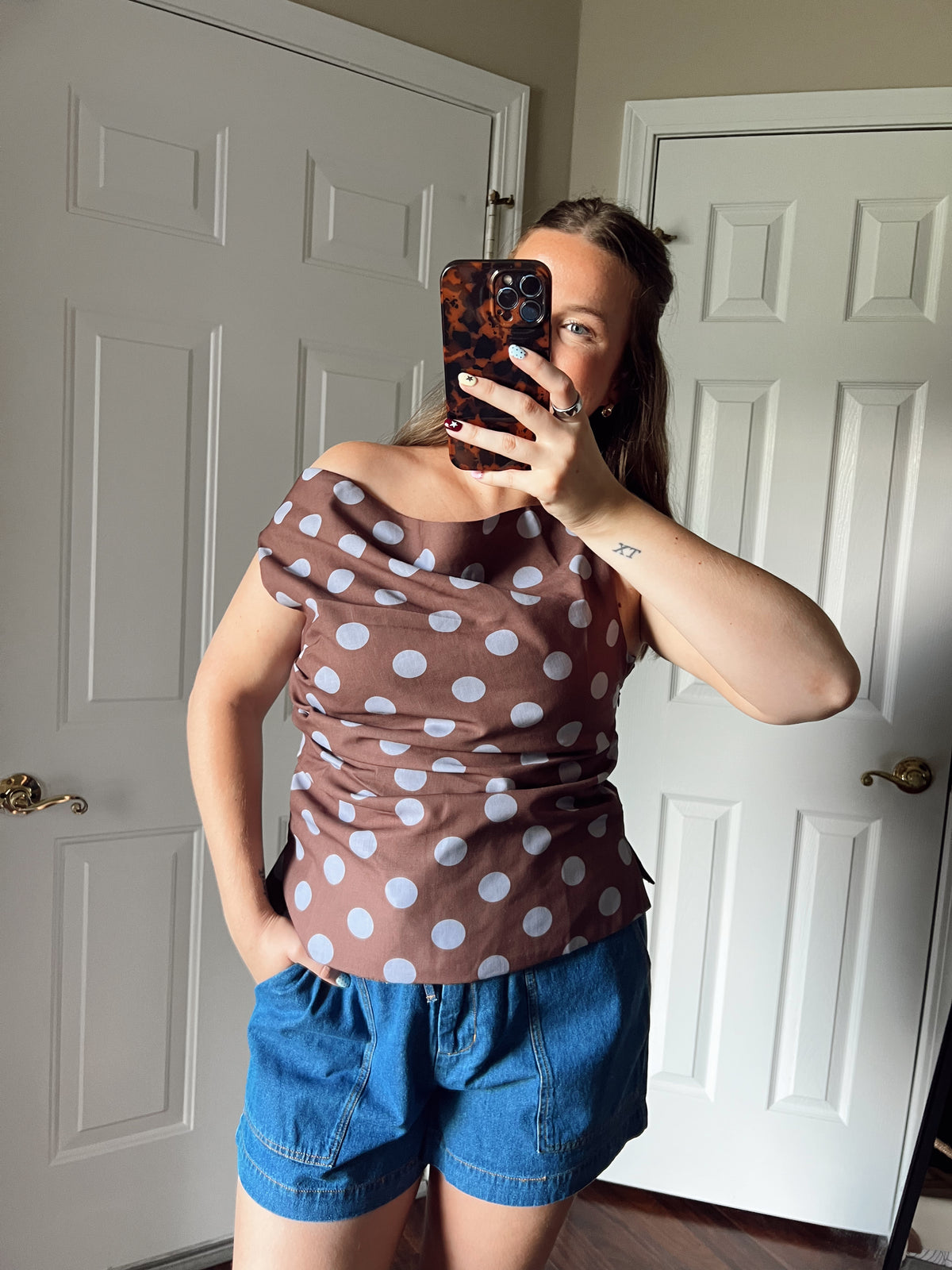 Polka Dot Off the Shoulder Top