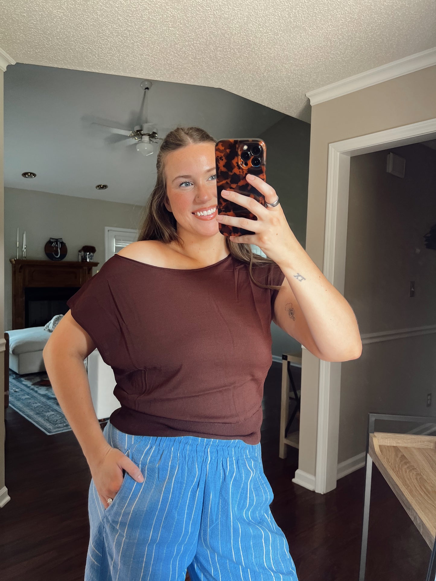 Espresso One Shoulder Top