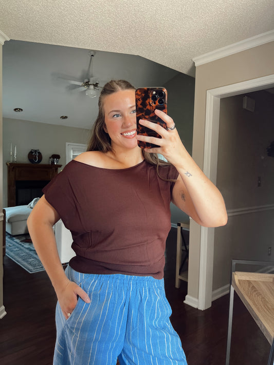 Espresso One Shoulder Top