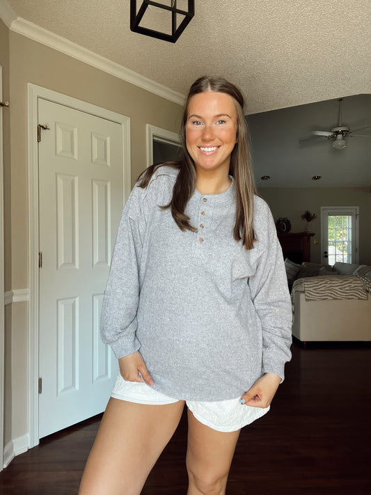 Aria Henley Top - Grey