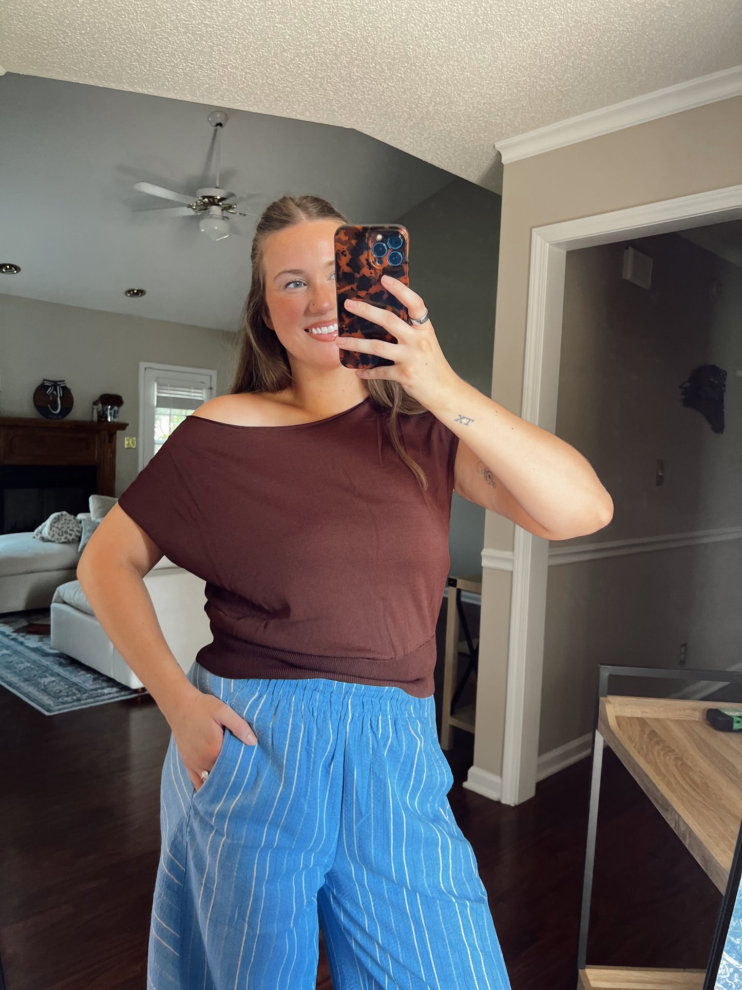 Espresso One Shoulder Top