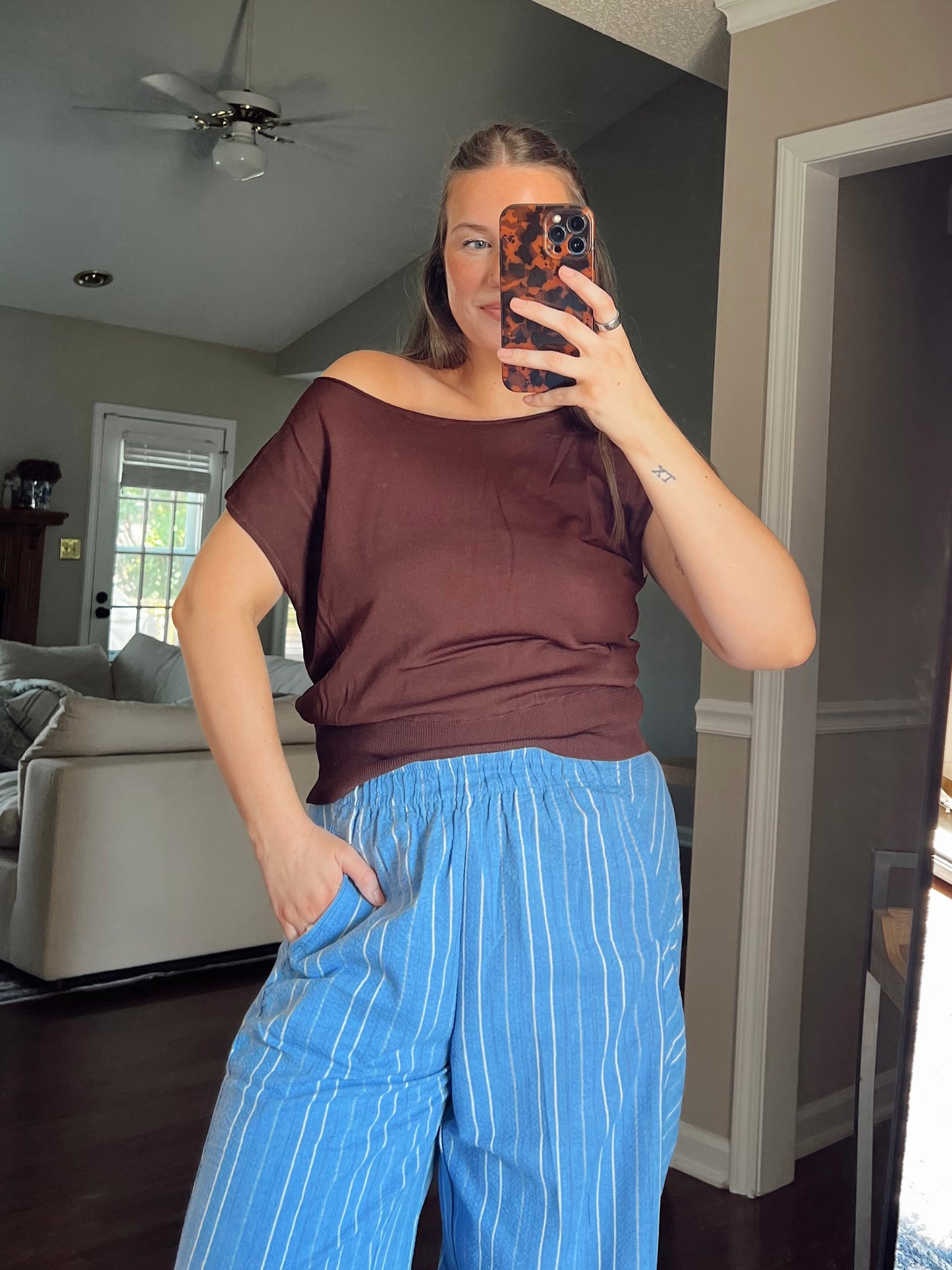 Espresso One Shoulder Top