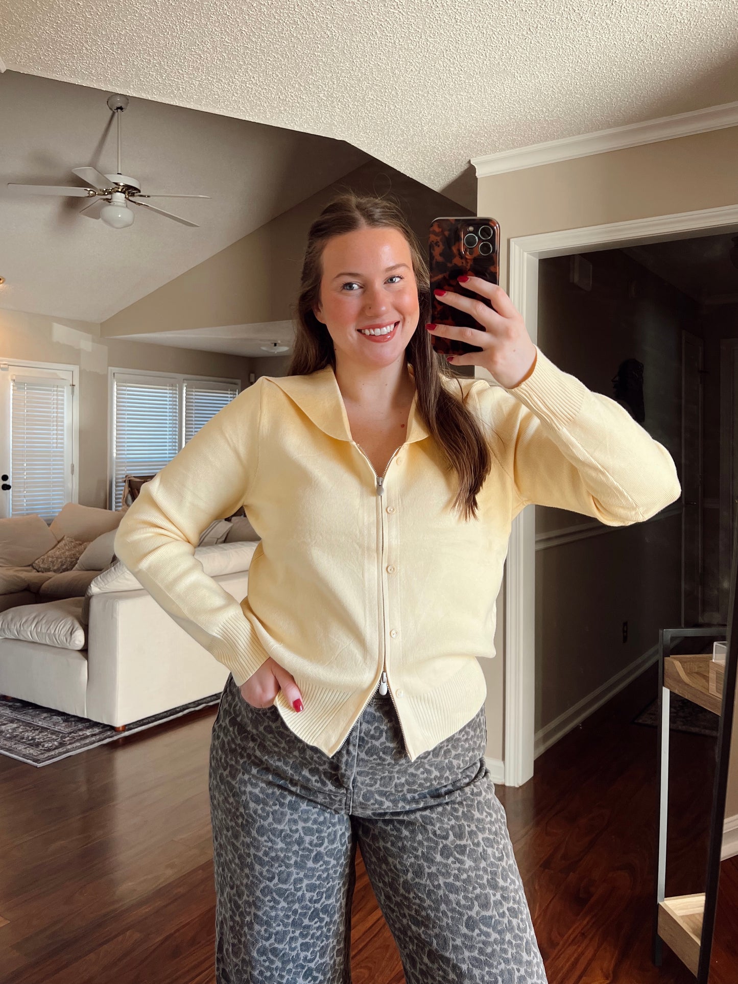 Clara Zip Cardigan - Butter