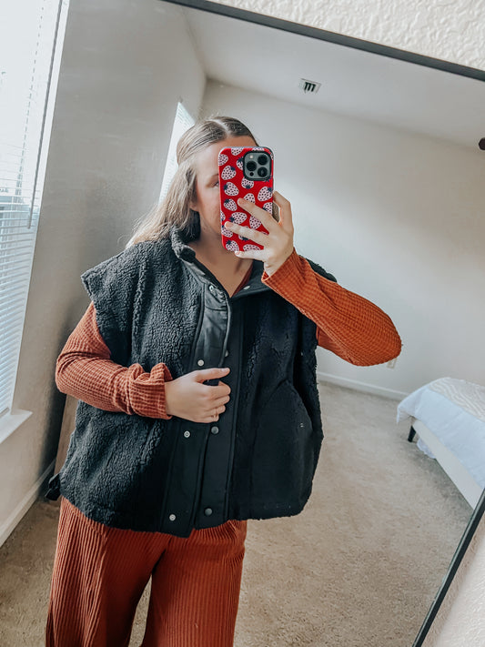 Teddy Sherpa Vest - Black