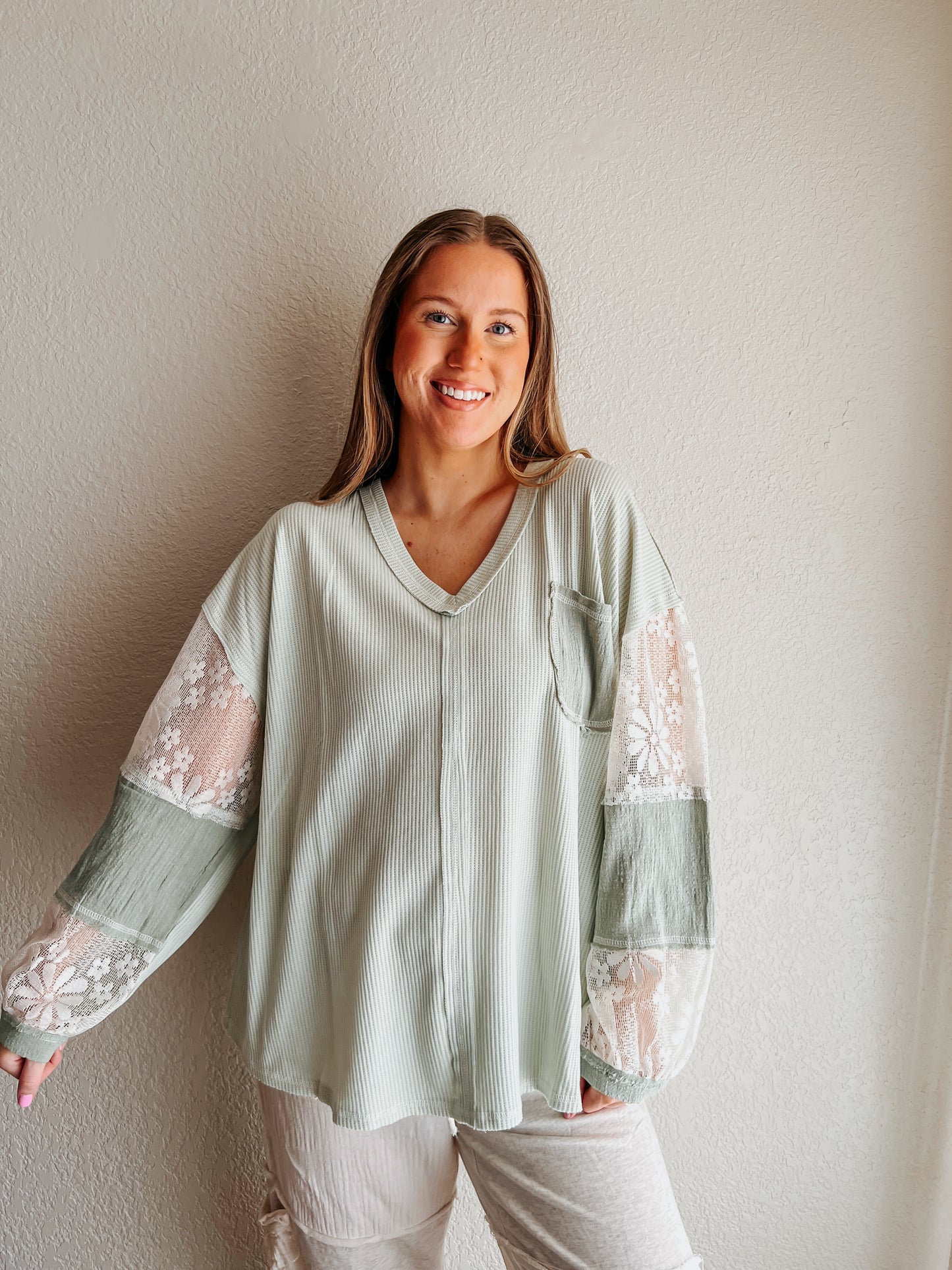 Sage Lace Top